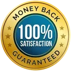 100% satisfaction, money back badge